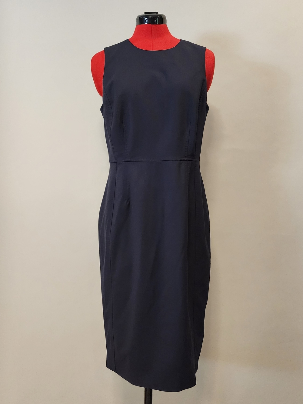 Vintage Brooks Brothers Navy Wool Sleeveless Midi Sheath Dress